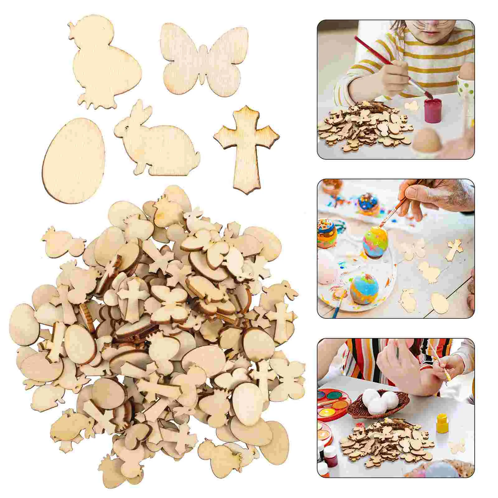 

Easter Wooden Wood Crafts Cutoutsornaments Unfinished Bunny Slices Eggs Supplies Craft Party Painting Egg Tags Blank Spring
