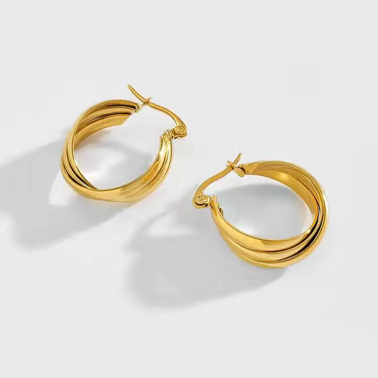 

Fashion Titanium Steel Spiral Twisted Stainless Steel Personality Elegance Simplicity Ins Trendy Hoop Earrings