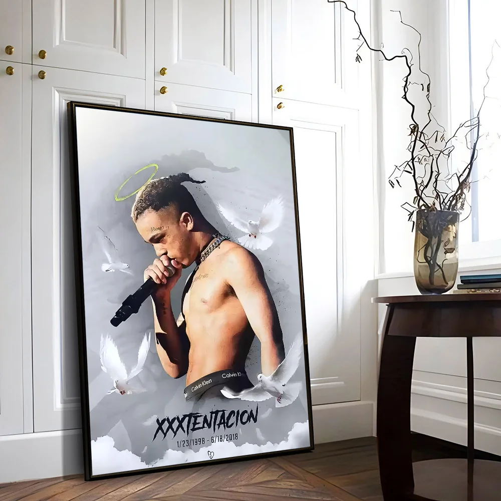 X-XXXTENTACION Hot Rapper Anime Posters Sticky Decoracion Painting Wall Art White Kraft Paper Decor