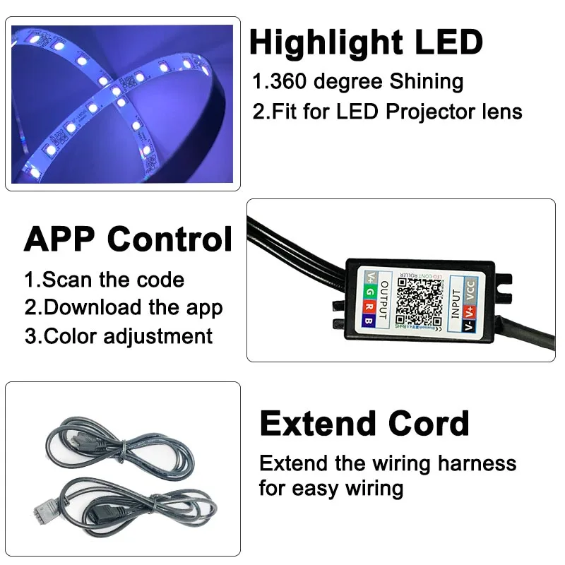 1 комплект красочные RGB 360-градусные глаза демона Bluetooth дьявола ангельские глазки