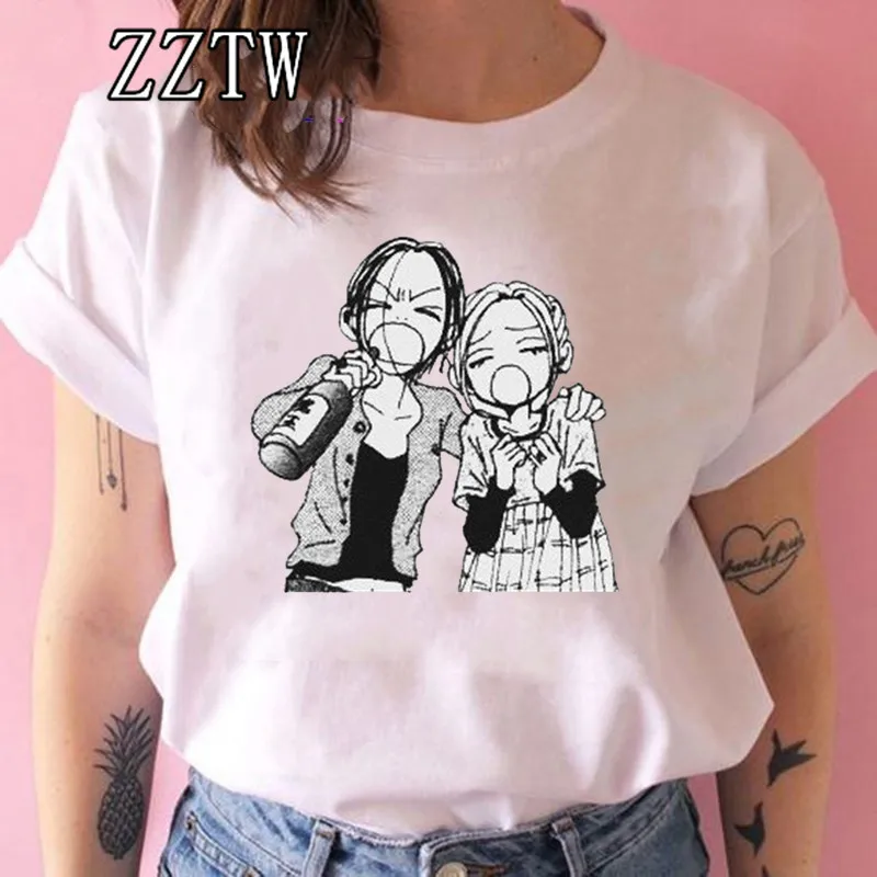 Женская винтажная аниме-футболка Ulzzang белая футболка с коротким рукавом и мангой