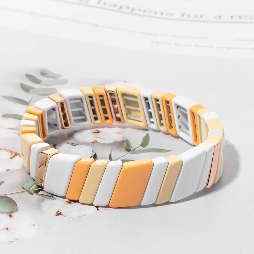 Fashion Bohemia Love Initial Polymer Clay Beads Bracelet for Women Boho Handmade Rainbow Bracelets Female Jewelry Couple Bracele