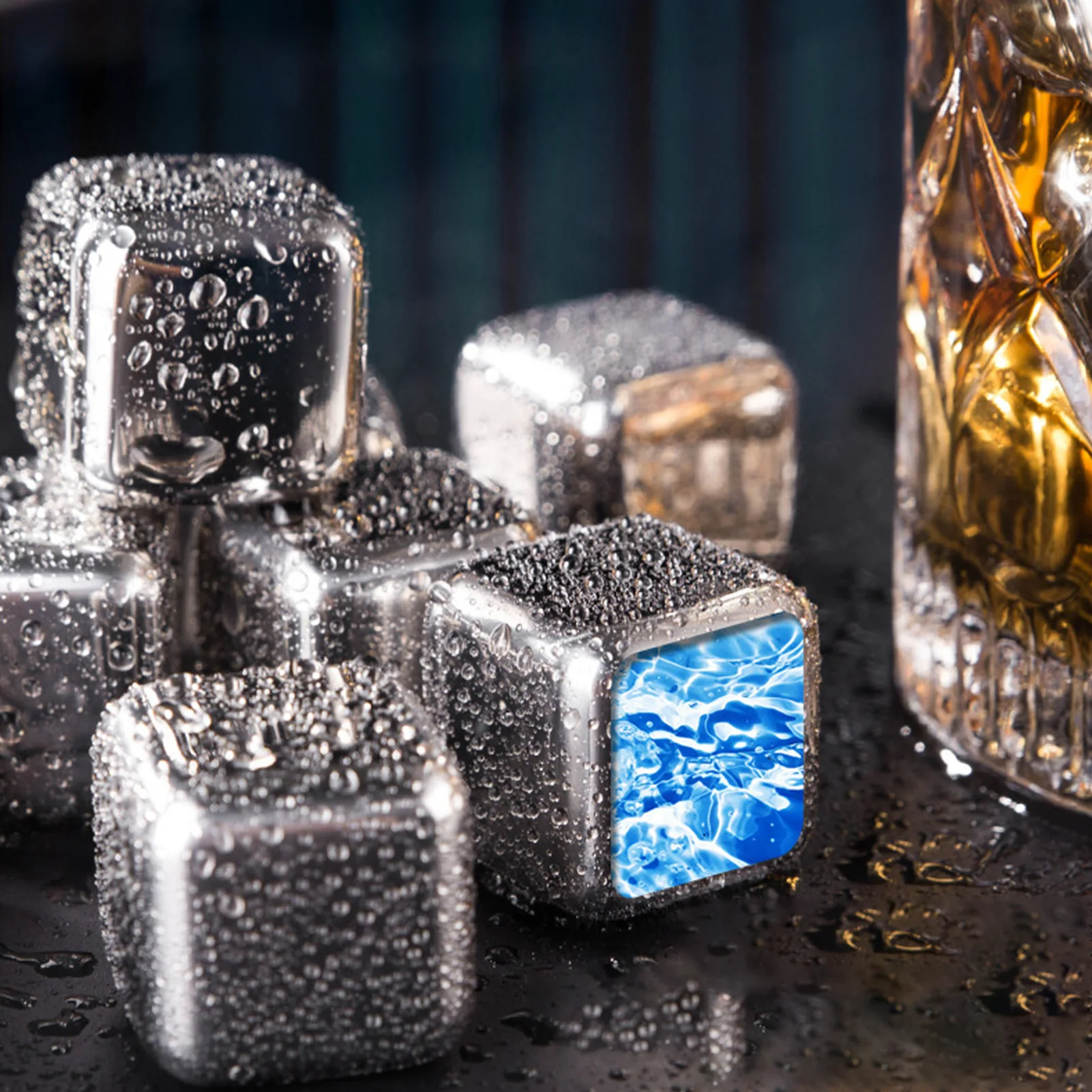 

4/6/8-Pack Whiskey Ice Cubes Stainless Steel Ice Cubes Chilling Stones For Dad HusbandStones Ideal For Scotch Irish Whiskey