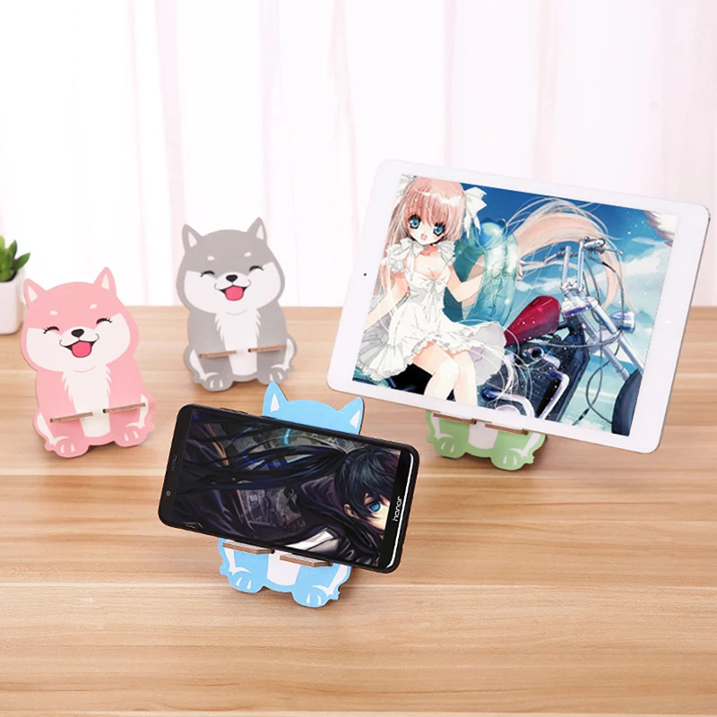 1Pc Cute Cartoon Panda Cat Desk Holder Universal Wooden Smart Phone Phone Holder Lovely Tablet Stand