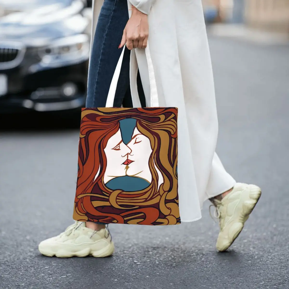 Behren's Kiss Totes Canvas Handbag Women Canvas Shopping Bag