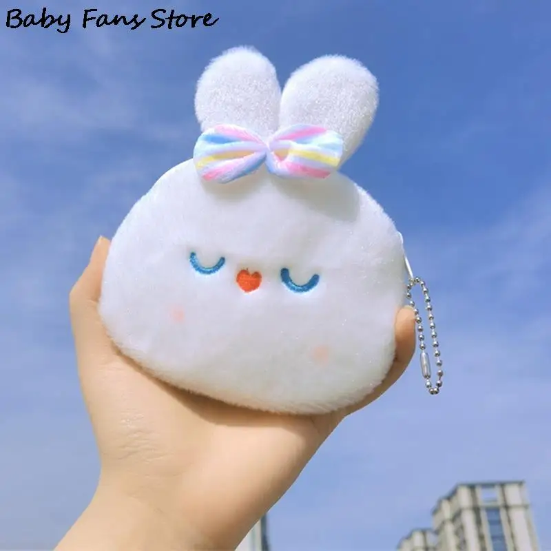 

Миниатюрный Плюшевый Кошелек для монет с кроликом, милая сумка для хранения с кроликом, маленькие кошельки с белыми животными, держатель дл...