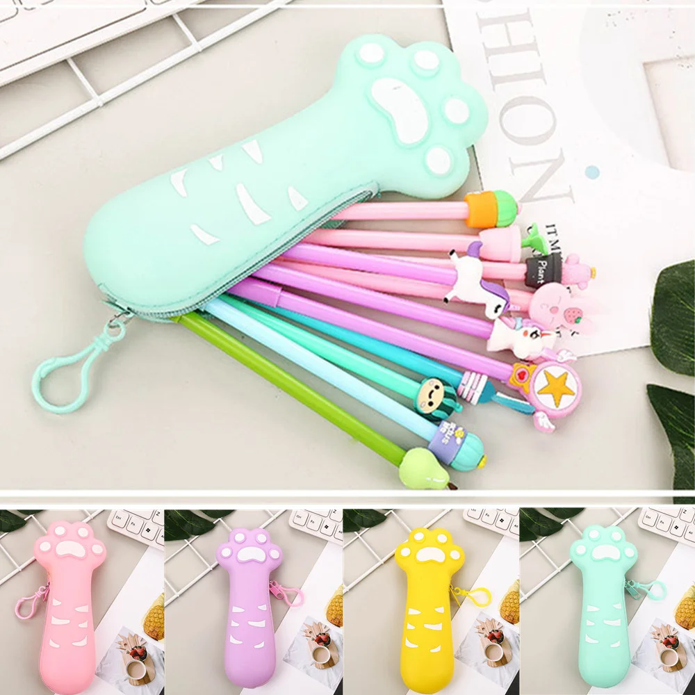 

1pcs Silicone Creative Cute Cat Claw Shape Pencil Bag Cartoon Large Capacity Pencil Cases Cosmetic Pocket School Stationary Case