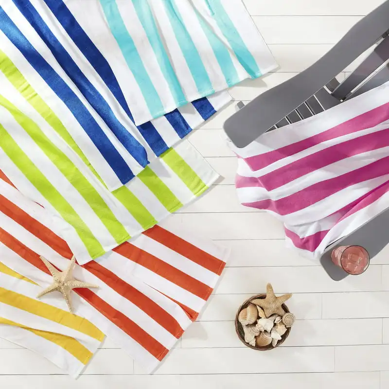 

Pack Cabana Stripe Beach Towels 100% Cotton Assorted Colors 28 in x 60 in