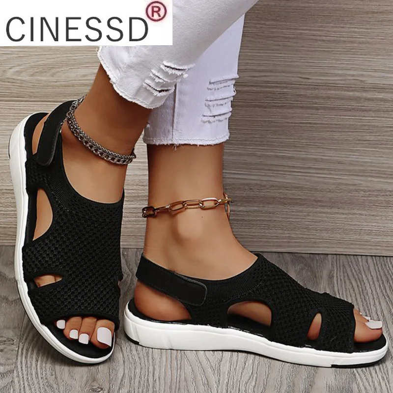 

Сандалии женские на плоской подошве, удобные повседневные пляжные босоножки с ремешком и пряжкой, Уличная обувь, большие размеры, лето 2022