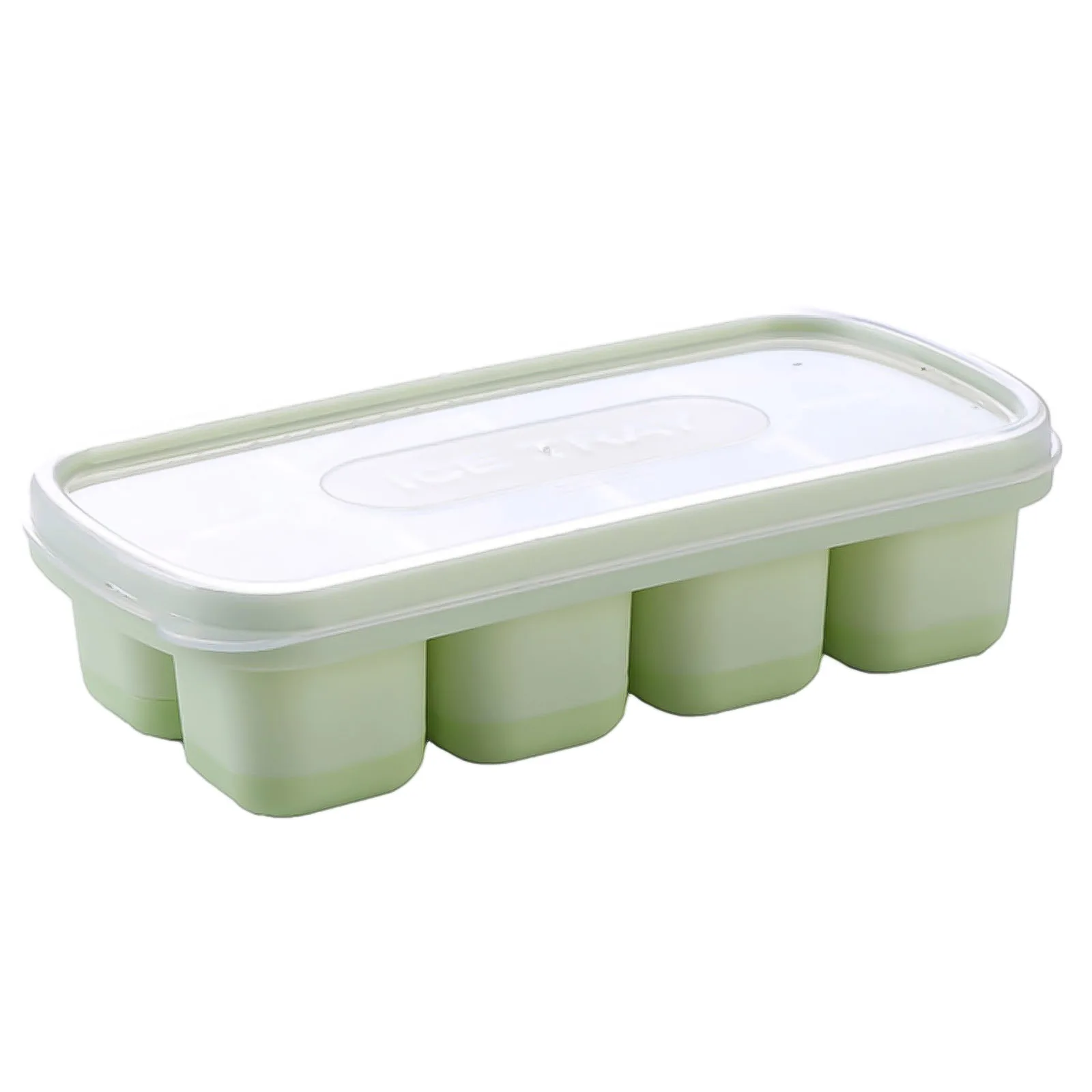 

1pcs Silicone Ice Cube Mold Plastic Eight Cell Soft Bottom Ice Tray Mold Reusable Food Grade Ice Maker With Lids Mould