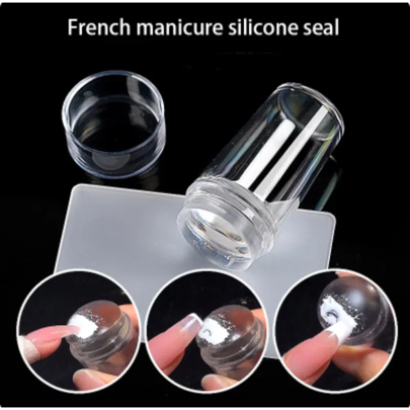 

Transparent Nail Stamper with Scraper Jelly Silicone Stamp for French Nails Manicuring Kits Nail Art Stamping Tool Set
