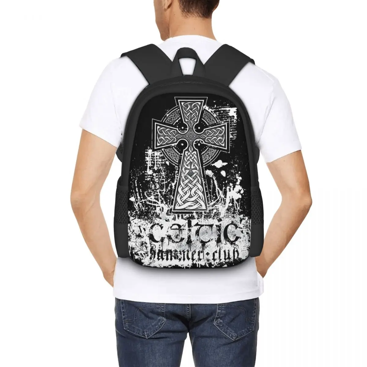 Grunge Celtic Cross Backpack for Girls Boys Travel RucksackBackpacks for Teenage school bag