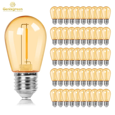 Genixgreen LED лампа E27 S14 янтарная 1Вт