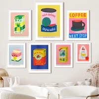japanese pineapple juice coffee watermelon color canned wall art painting nordic poster packaged print picture living room decor
