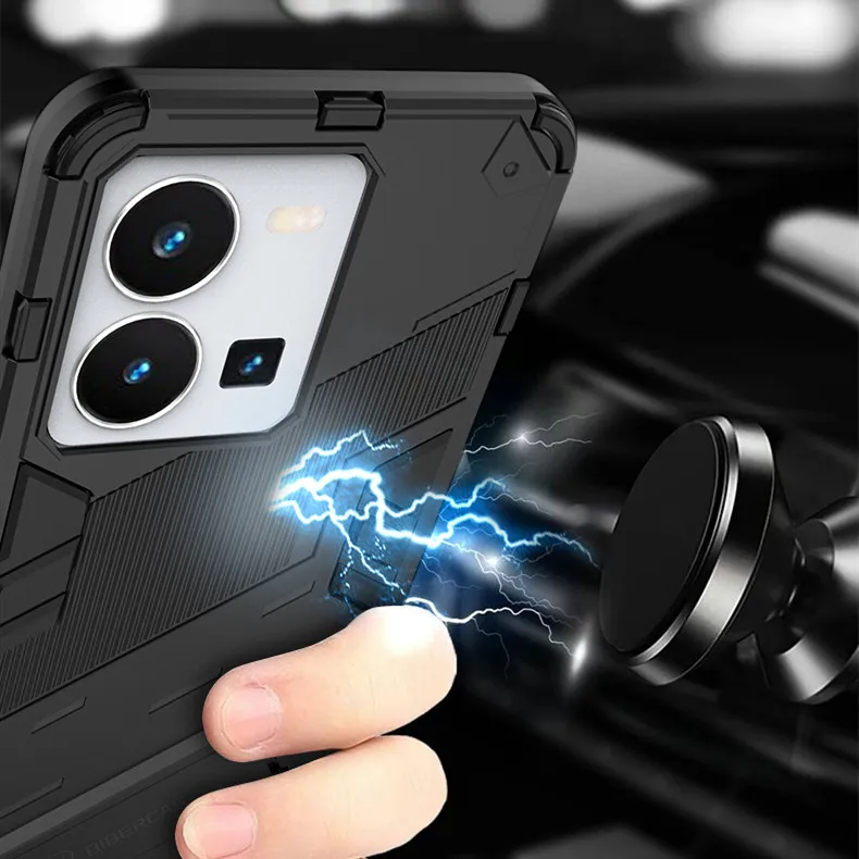 For Vivo Y35 Case For Vivo Y35 4G Cover 6.58 inch Punk armor Shockproof Hard Rubber Bracket Bumper For Vivo Y35 4G Fundas