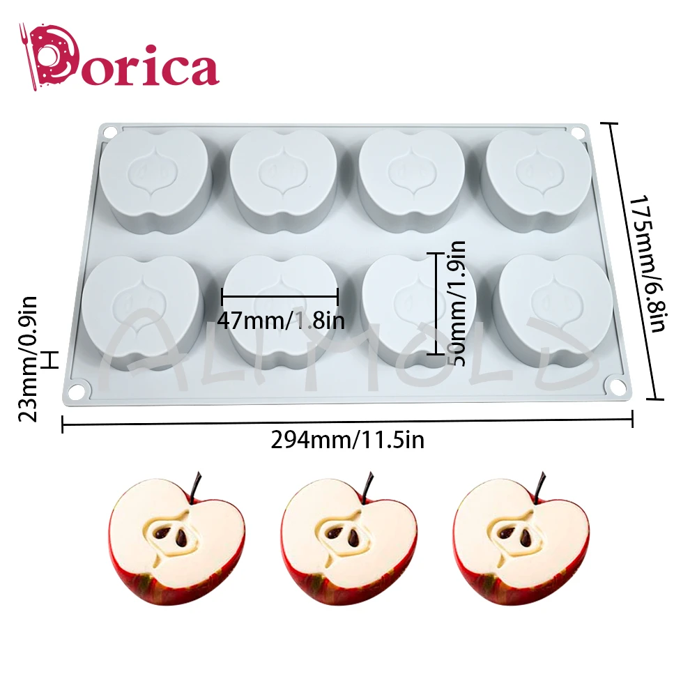 Силиконовая форма для половины яблока/лимона/груши, форма для шоколада, мусса, пудинга, мыло «сделай сам», модель свечи, инструменты для украшения тортов, кухонная посуда для выпечки