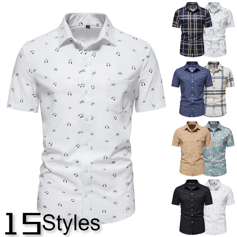 Summer New Men's Fashion Printed Shirts Everyday Casual Shirts Business Office Shirts European size