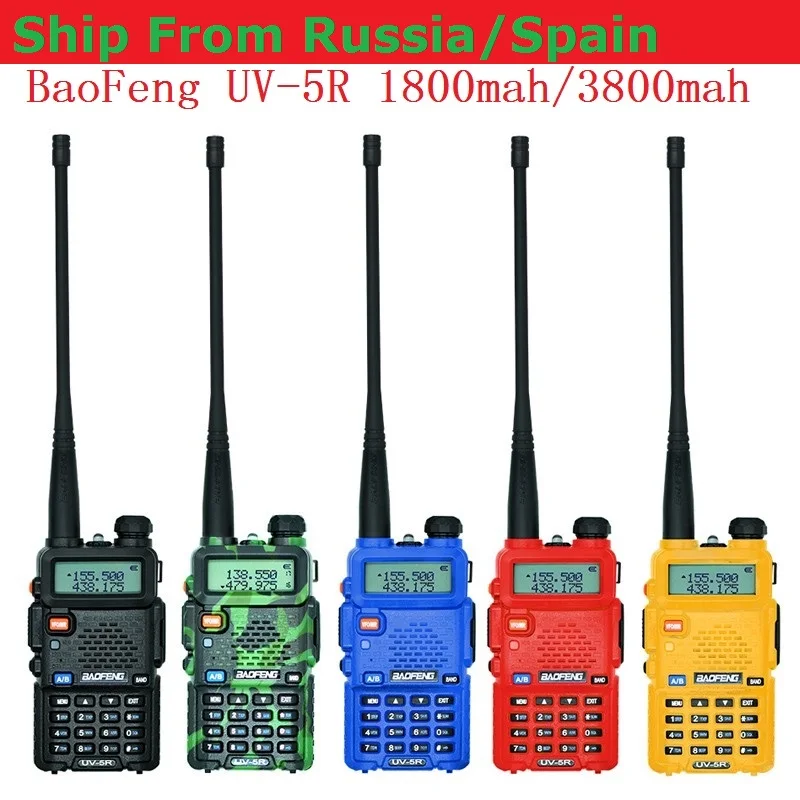 1pcs Walkie Talkie Baofeng uv-5r 5W/8W 1800/3800mAh battery Two Way radio CB radio communicador for ham raido Baofeng uv 5r