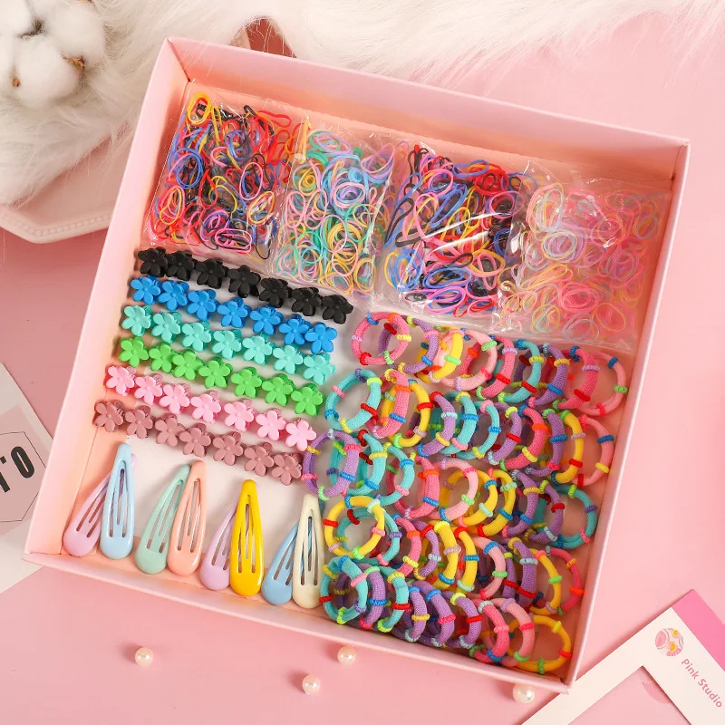 

Child Hair Accessories Hairpin Head Rope Gift Box Combination Set Baby Flower Clip Bb Hair Clip Rubber Band Hair Accessories