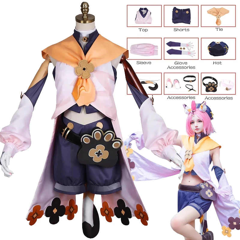 

Game Genshin Impact Diona Cosplay Costume Diona Kätzlein Wig Outfits Top Shorts Uniforms Halloween Costume for Women Girls