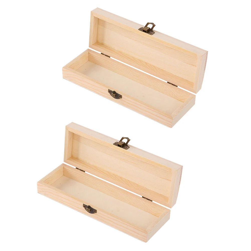 

2 Pcs Multifunction Case Wooden Storage Container Stationery Box Student