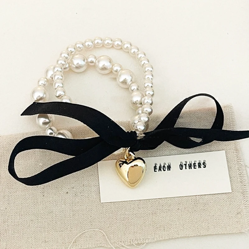 

Резинка для волос в Корейском стиле с сердечками и бантом, эластичная Женская резинка высокого качества, украшение для волос, аксессуары дл...