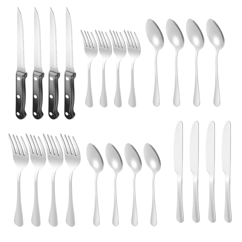 

Forks And Spoons Silverware Set Stain Finish Kitchen Utensil Tableware Set,Spoons Forks Knives For Home Hotel