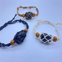 natural black tourmaline woven mesh healing crystal energy stones crafts bracelet handmade vintage bracelet home decor gifts