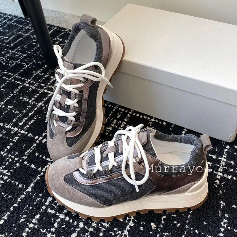 Кроссовки из хлопчатобумажной ткани с цветными блоками износостойкие теннисные