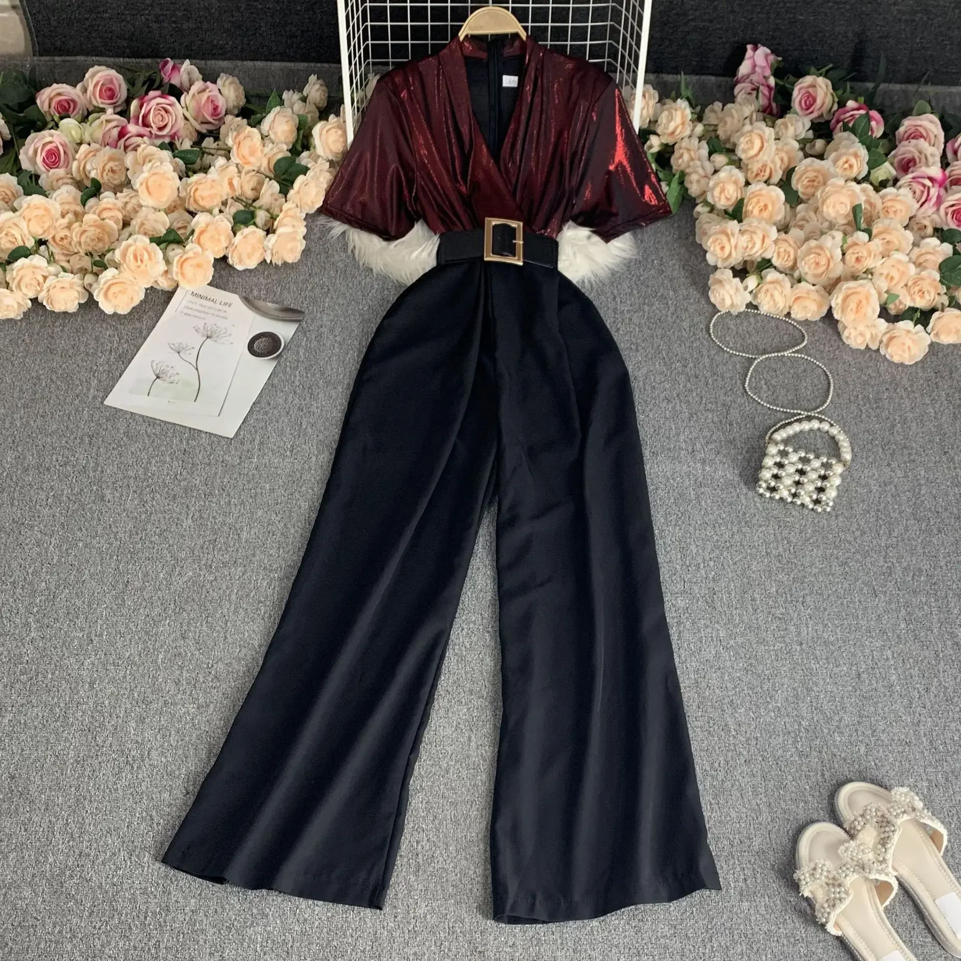 Корейский стиль пояс с блестками комбинезон для похудения высокой талией