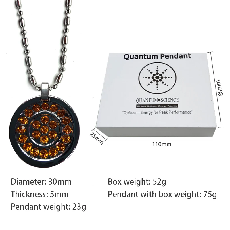 

Men Women Quantum Energy Pendant High-end Yellow Pendant Necklace Health Jewelry Negative Energy Glass Pendants Necklaces