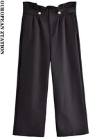 pailete women 2022 fashion with darts belt loops pants vintage high waist zipper fly female trousers mujer