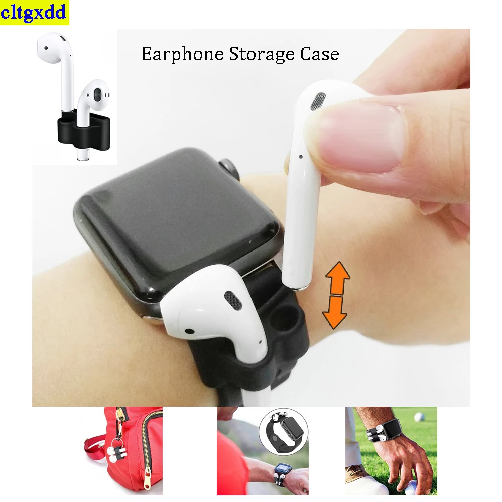 

1 piece earphone accessory holder set with watch strap and anti loss silicone strap Wireless earphone silicone storage bracket