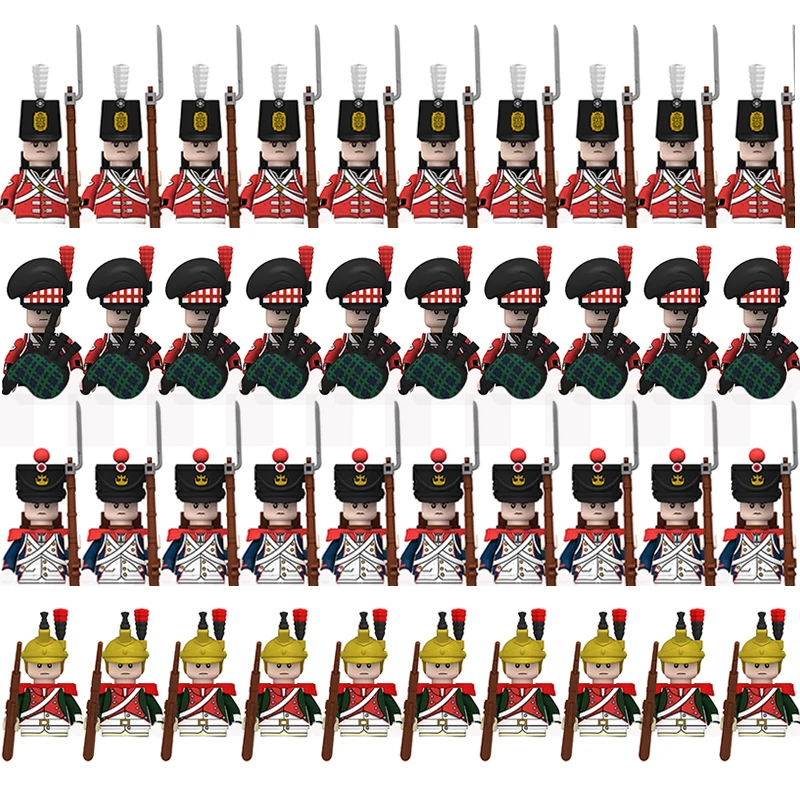 Military Building Block Toys British French Empire Governor Navy Infantry Officer Knight Cavalier Army Action Figure Soldiers