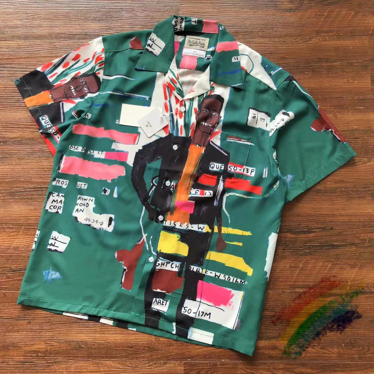 

Зеленые рубашки с граффити «WACKO MARIA» для мужчин и женщин, высокое качество, лето-осень, Гавайский пляж, модная быстросохнущая фотография