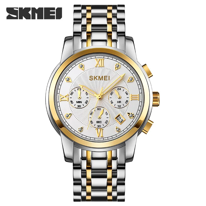 

Fashion Modern Men's Watches Stainless Steel Watch Top Brand SKMEI Wristwatch For Man Original Stopwatch Calendar Clock