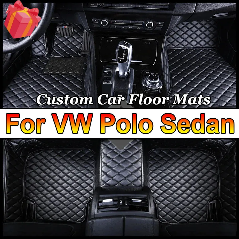 Car Floor Mats For VW Volkswagen Polo Sedan 2011 2012 2013 2014 2015 2018 Csutomized Leather Carpets Rugs Foot Pads Accessories