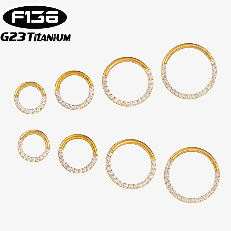 

Nose Rings Piercing G23 Titanium Clicker Hinged Segment Nose Septum Zircon Helix Conch Cartilage Earring Labret Body Jewelry 16G