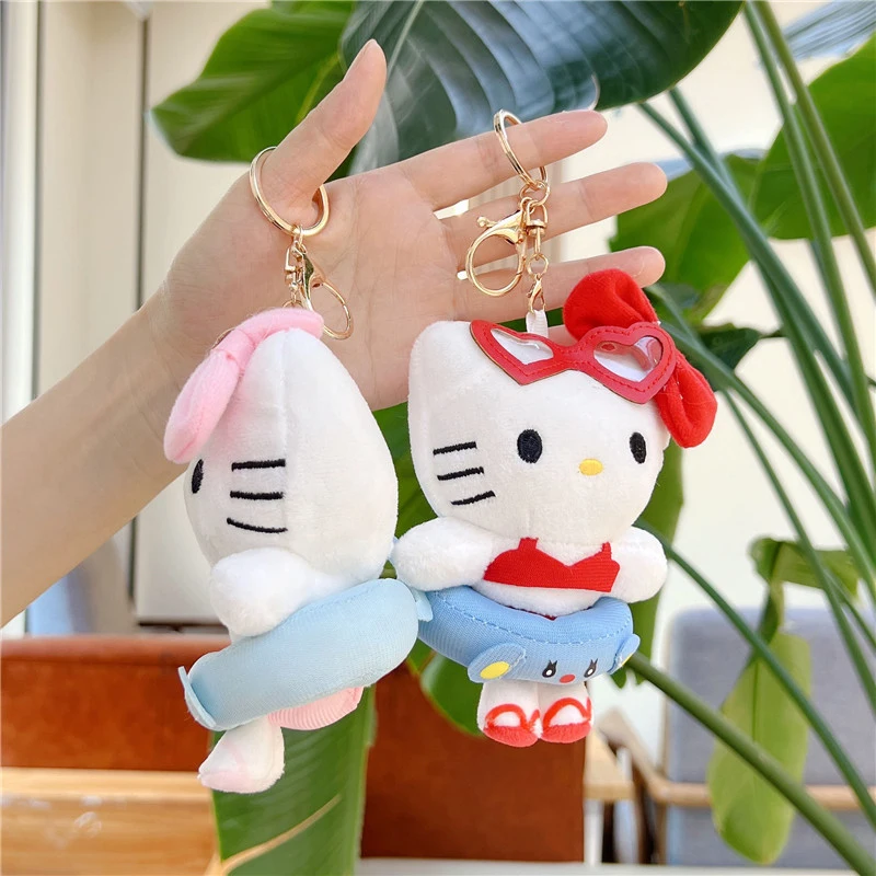 Kawaii Sanrio Hello Kitty плюшевый брелок с рисунком Kt Cat мягкая кукла игрушка сумка