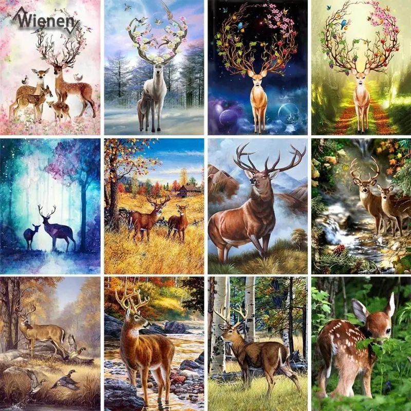 

5D Diamond Embroidery Sika Deer Full Square Diamond Painting Deer Animals Cross Stitch Mosaic Full Layout Crafts Home Decoration