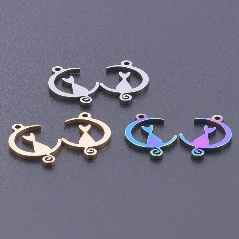 

New Arrival 10PCS/Lot Bulk Cat Moon Pendant Charms For Jewelry Making Bracelet Necklace Earrings Women DIY Handmade Accessories