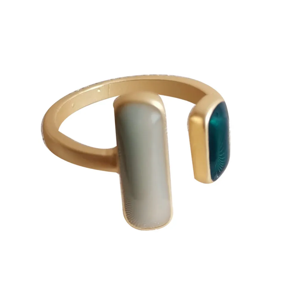 

2022 French Retro Square Blue Oil Dripp Rings For Women Fashion Aesthetic Simple Open Ring Wedding Women's Designer Jewlery Gift