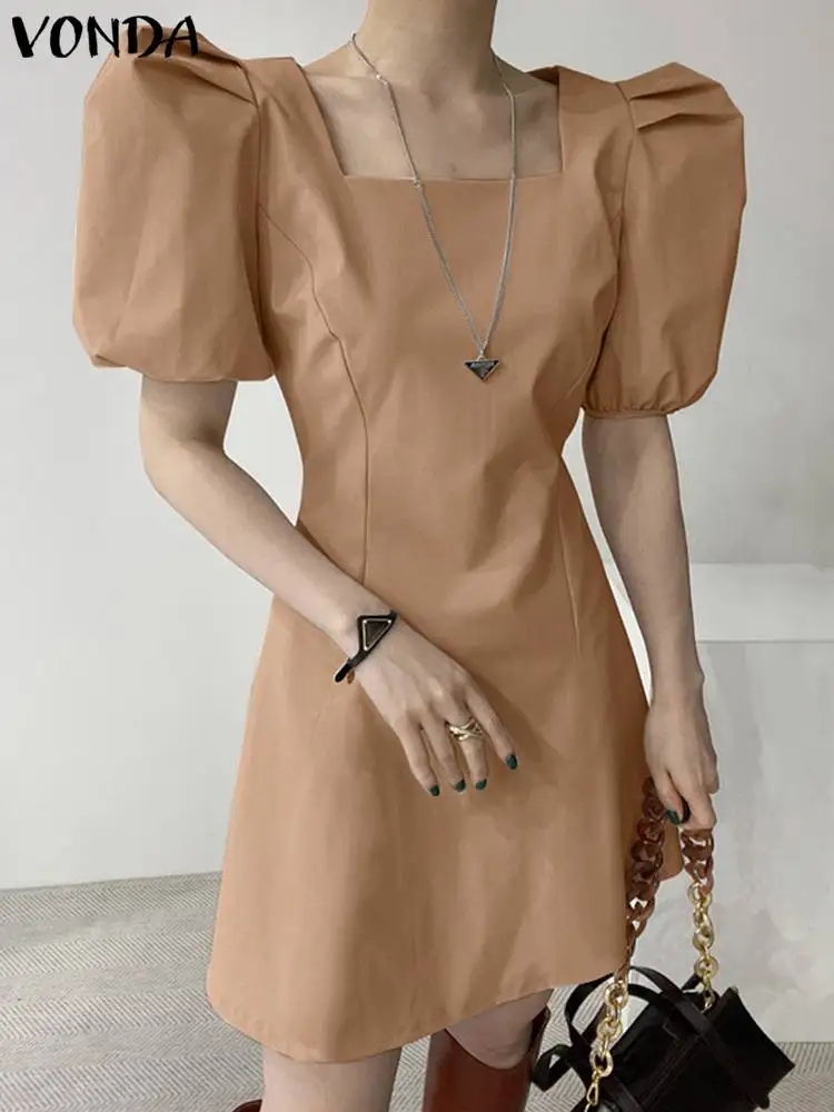

2022 женское летнее платье VONDA с квадратным вырезом и коротким рукавом, Женский праздничный сарафан, повседневные женские платья