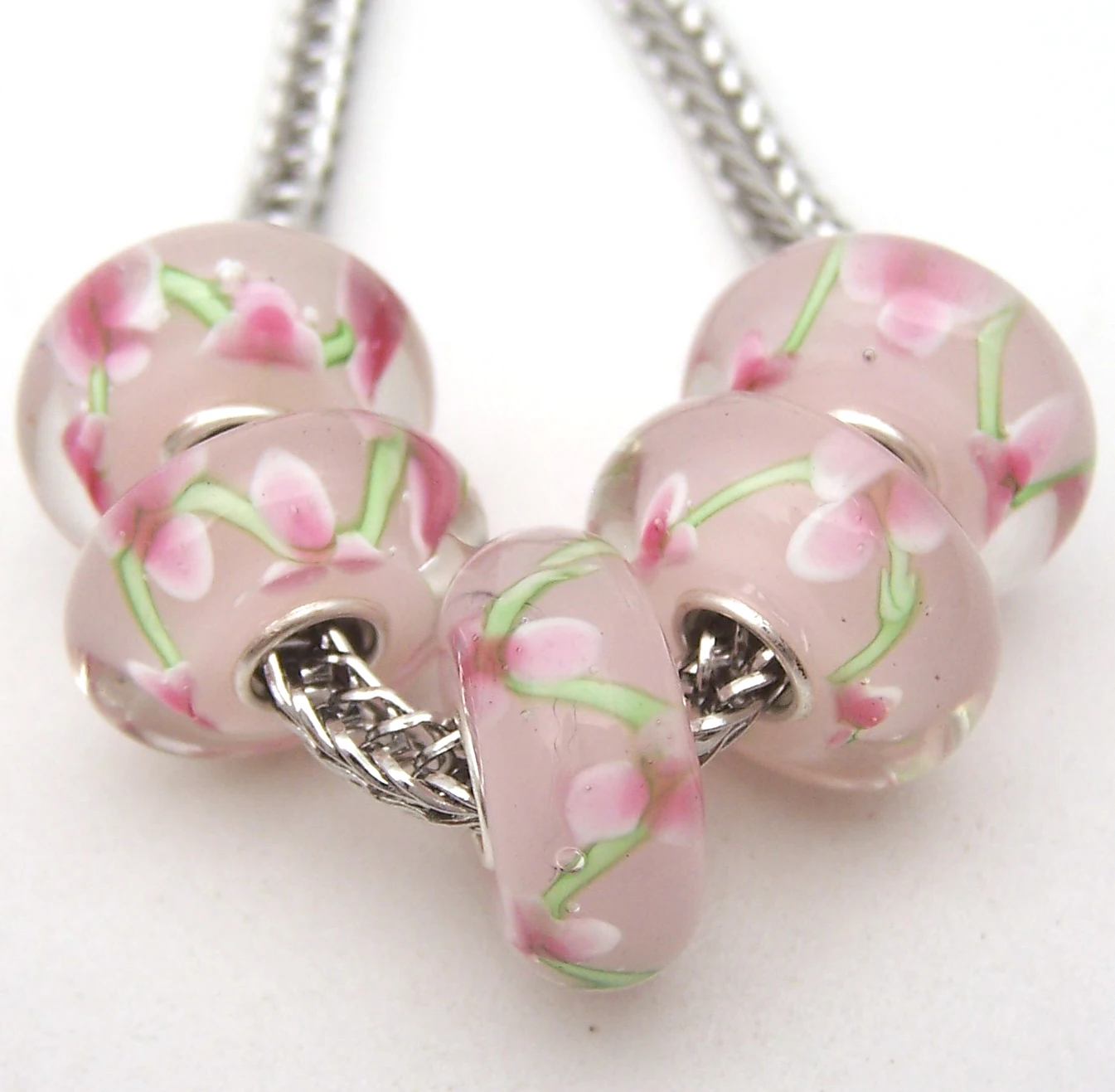 

Бусины из серебра 100% пробы с муранским стеклом