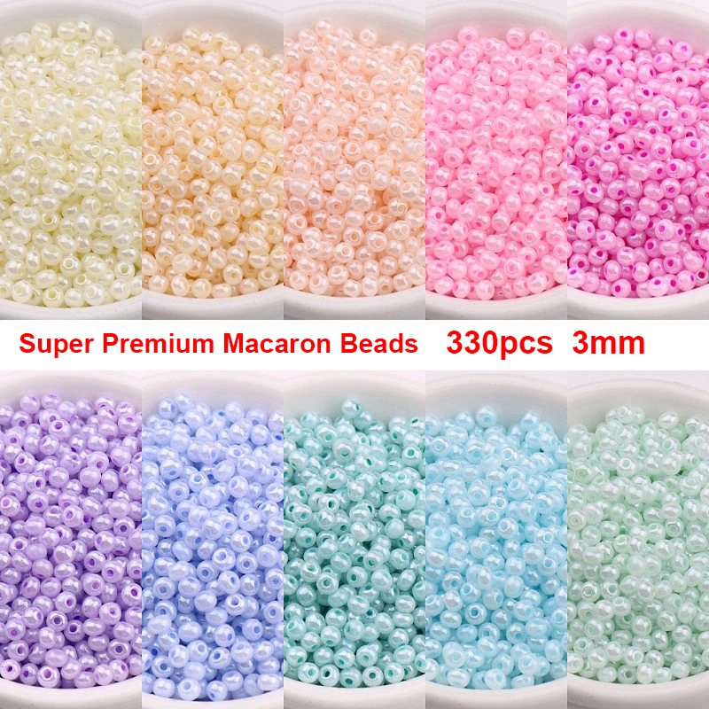 

330pcs 3mm Super Premium Creamy Rice Beads 8/0 Size Uniform Macaron Color Glass Millet Beads for Jewelry Making DIY Loose Beads