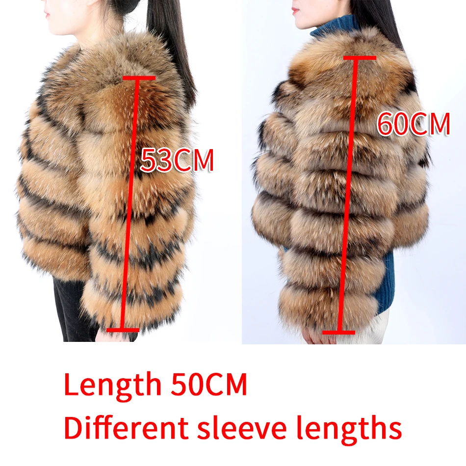 Winter Women Real Fox Fur Jacket Real Fur Warm Thicken Coat Ladies Natural Raccoon Fur Outerwears Cold-Resistant Leather Jacket