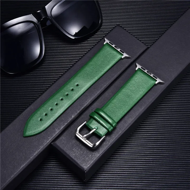 

Soft Bracelet Genuine Leather Band for Apple Watch 42MM 38MM 44MM 40MM 41MM 45MM Strap for IWatch 8 7 6 SE 5 4 3 Wristband Belt