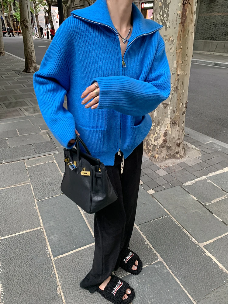 

ZCSMLL высококачественный мягкий восковой свитер, пальто, женский кардиган, новинка осень-зима 2022, Свободный Вязаный топ в ленивом стиле