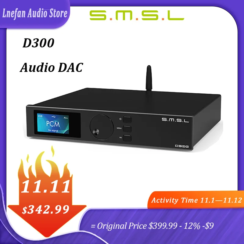 

SMSL D300 HiFi Audio Decoder ROHM BD34301EKV Balance DAC USB XMOS XU208 DSD512 PCM 768KHz 32Bit Bluetooth 5.0 LDAC Decoder
