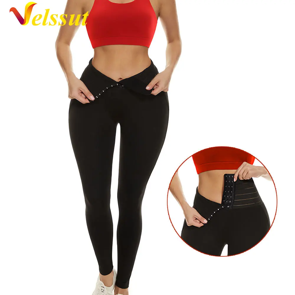

Velssut Yoga Pant for Women Flat Belly Leggings Tummy Control Trousers High Waist Ladies Body Shaper Slimming Workout Sport Gym
